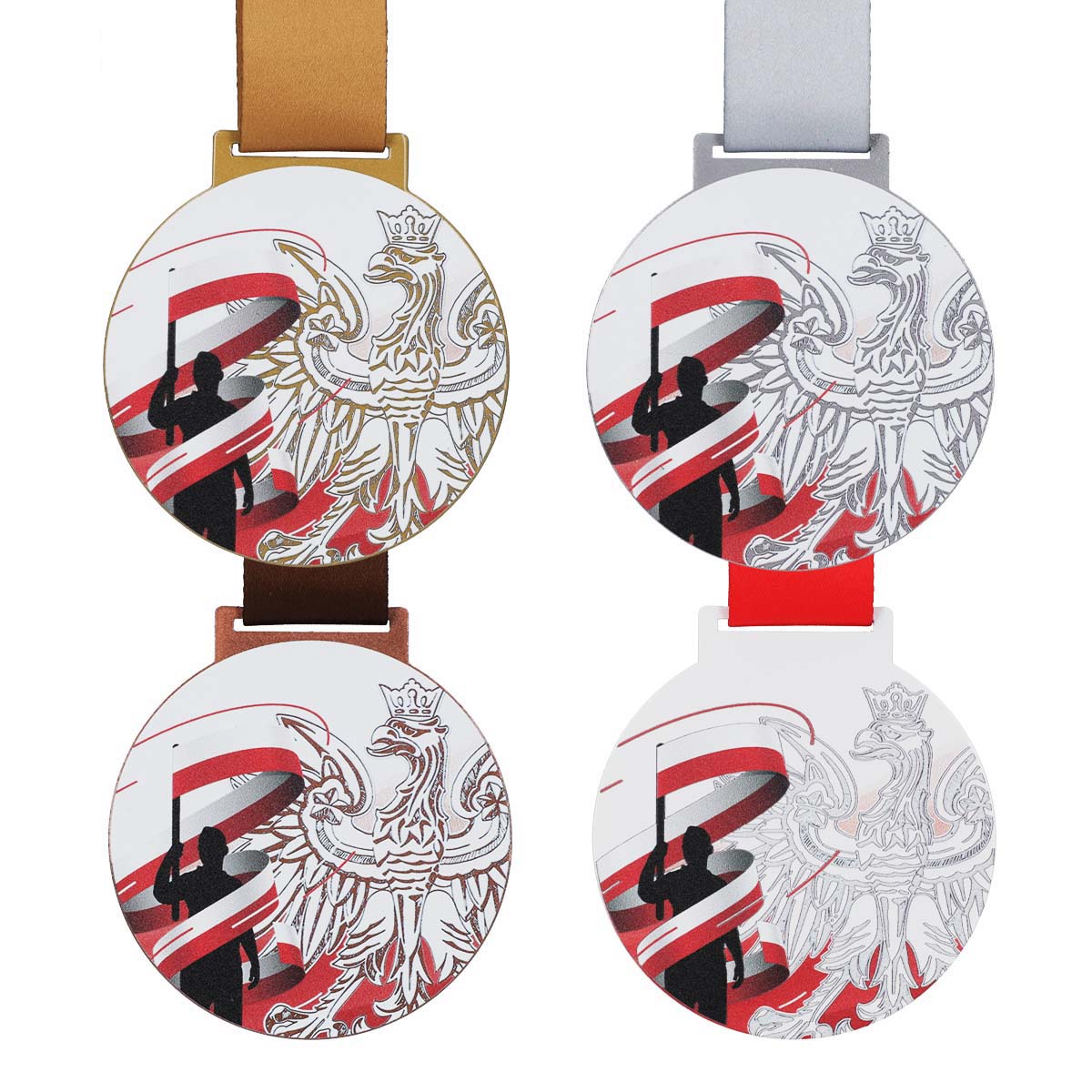 medale patriotyczne z flaga i orlem duze metalowe kolorowe